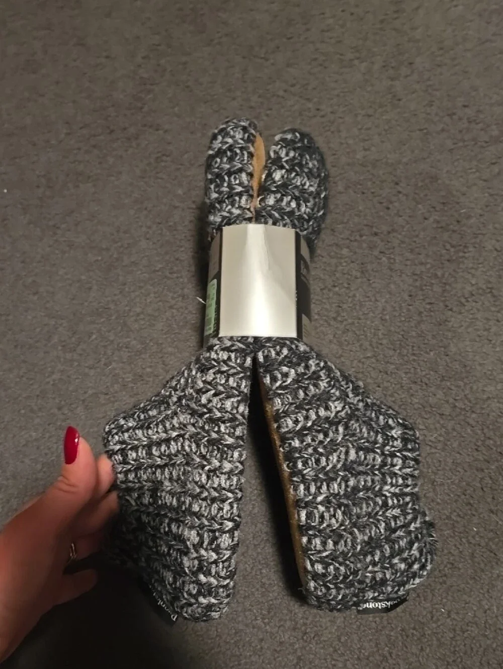 Brookstone Men's Chunky Knit Slipper Socks - Charcoal/Gray